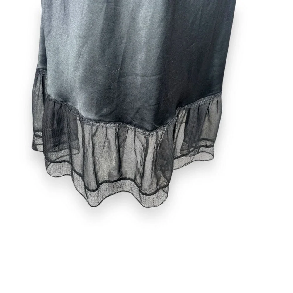 Victoria's Secret Black Satin Slip Dress with Lace Trim - Picture 12 of 15